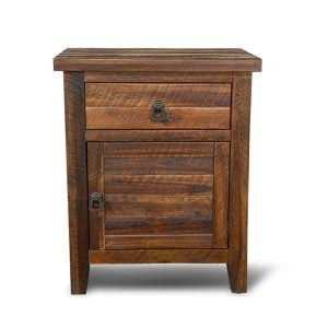 Solid Acacia Wood Nightstand – Rustic Brown Bedside Cabinet Storage Table
