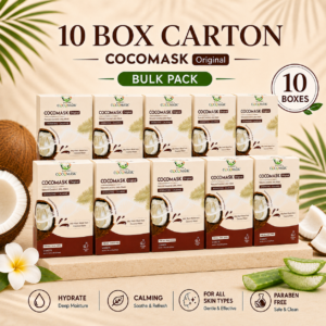 BIOHD SKIN CocoMask Original — Natural Coconut Jelly Facial Sheet Mask, 10-Box Carton Pack (5 Sheets/ Box)