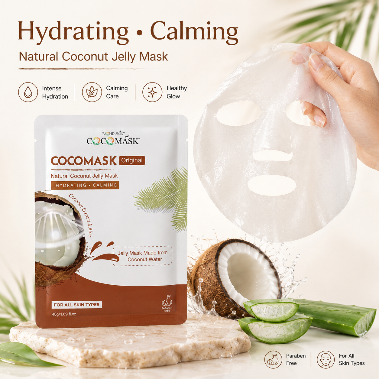 BIOHD SKIN CocoMask Original — Natural Coconut Jelly Facial Sheet Mask (5 Sheets Box) 2
