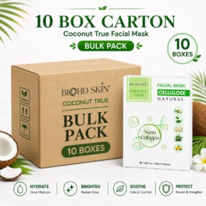 BIOHD SKIN Coconut True Cellulose — Nano Collagen Facial Sheet Mask, 10-Box Carton Pack (5 Sheets/ Box)