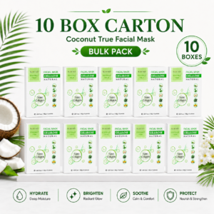 BIOHD SKIN Coconut True Cellulose — Nano Collagen Facial Sheet Mask, 10-Box Carton Pack (5 Sheets/ Box)