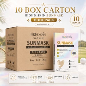 BIOHD SKIN Sunmask – Hydrating Jelly Outdoor Face Cover for Golf, Pickleball & Tennis 10-Box Carton Pack (1 Mask/ Box)