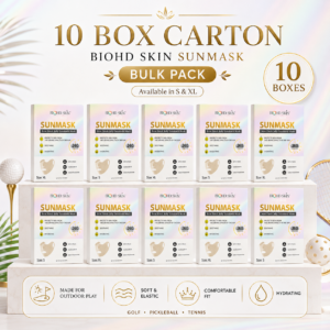 BIOHD SKIN Sunmask – Hydrating Jelly Outdoor Face Cover for Golf, Pickleball & Tennis 10-Box Carton Pack (1 Mask/ Box)