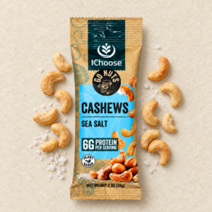 IChoose Go Nuts – Premium Sea Salt Cashews, High Protein Plant-Based Snack, 2 oz per Pack (5 Packs)